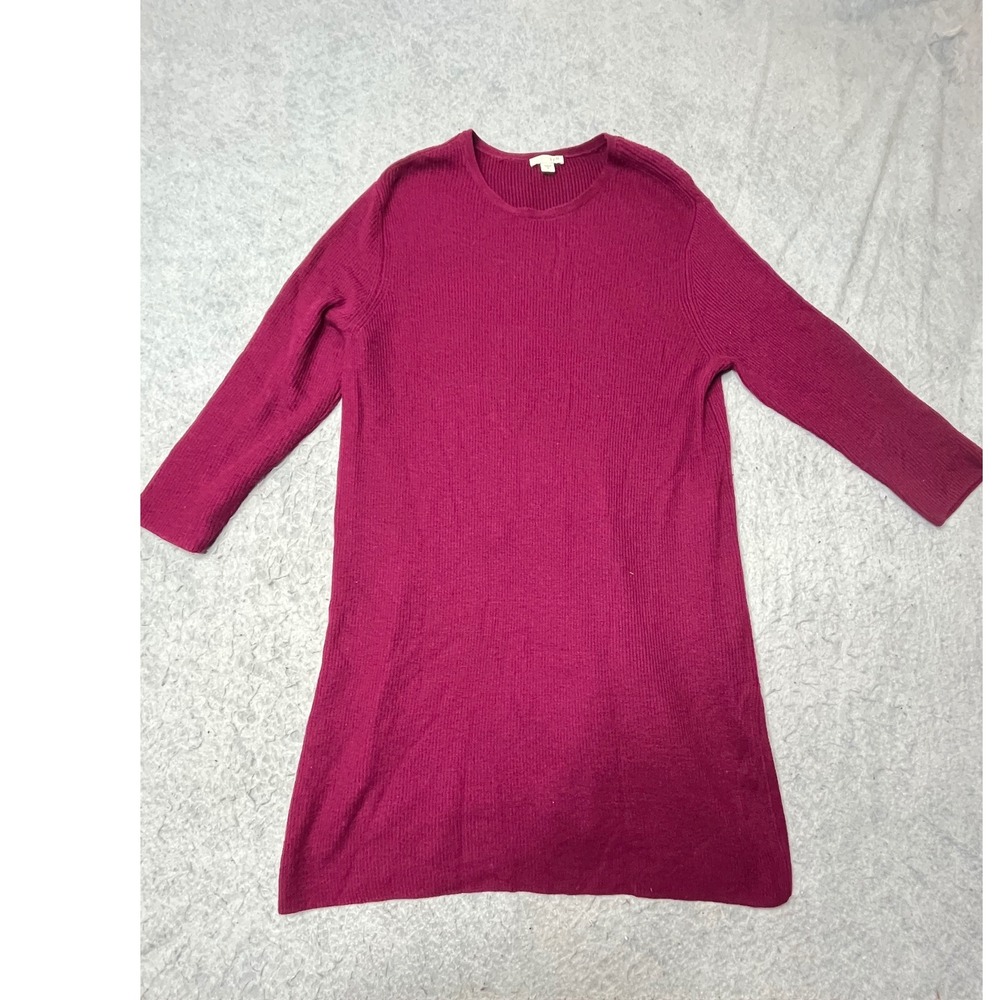 J. Jill Womens M‎ Ribbed Knit Crewneck Tunic Sweater Berry purple Long Sleeve